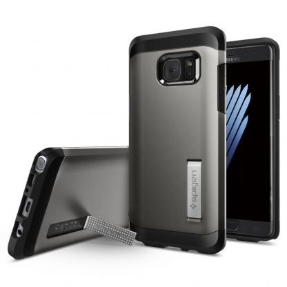 Spigen Tough Armor Case - хибриден кейс с най-висока защита за Samsung Galaxy Note 7 (тъмносив) 6